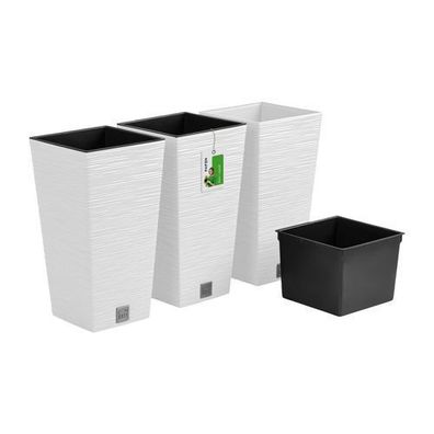 3x Blumentopf Pflanzkübel FURU Square Balkonkasten Blumenkübel Weiß 11 L