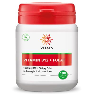 Vitamin B12 + Folat, 100 Lutschtabletten von Vitals