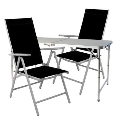 3-tlg. Campingmöbel Set Aluminium höhenverstellbar Campingtisch + 2 Klappstühle