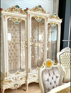 Huge Vitrine French Louis Display Cabinet Retro Baroque Showcase Home Decor