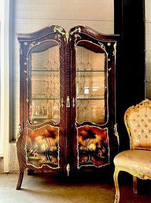 Nostalgic Display Cabinet in Brown French Antique Style Handmade Showcase Décor