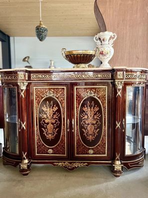 Nostalgic French Wooden Cupboard & Marble Top Handmade Cabinet for Home Décor