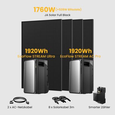EcoFlow Stream Ultra Balkonkraftwerk 1760W Solaranlage mit 3,84kWh Solar Speicher
