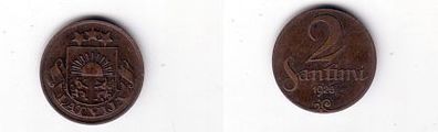 2 Santimi Kupfer Münze Lettland 1928 (101928)