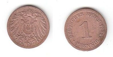 1 Pfennig Kupfer Münze Deutsches Reich 1894 G Jäger Nr.10 (112492)