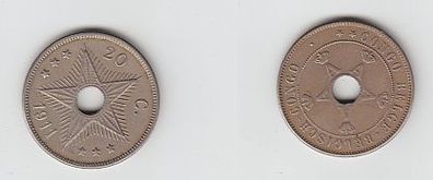 20 Cents Nickel Münze Belgisch Kongo Congo 1911 (113284)