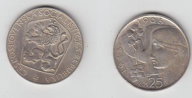 25 Kronen Silber Münze Tschechoslowakei 20. Jahrestag der Befreiung 1965 (113082)