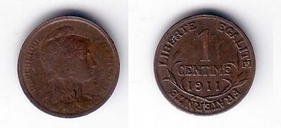 1 Centimes Kupfer Münze Frankreich 1911 (107424)