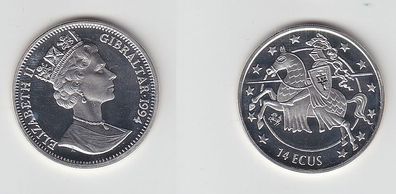 14 ECUS Silber Münze Gibraltar Reiter mit Rüstung und Lanze 1994 (113113)