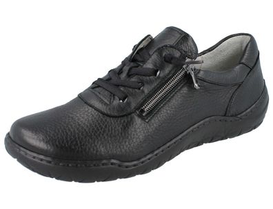 Waldläufer K-Milena Schnürschuhe Halbschuhe schwarz genarbtes Glattleder Hirsch