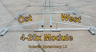 Ost/West Aufständerung LX für 4-14x Module vertikal hochkant Flachdach Kiesdach Solar