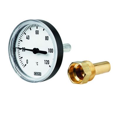 Wika Bimetall Zeiger Thermometer 63 mm 0-120 Tauchhülse Heizung Puffer Speicher