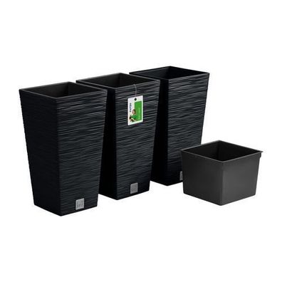 3x Blumentopf Pflanzkübel FURU Square Balkonkasten Blumenkübel Anthrazit 11 L
