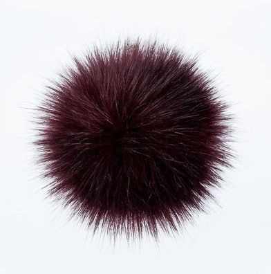 Premium Kunstfell Pompon - Farbe: Wine - Durchmesser 15-16cm