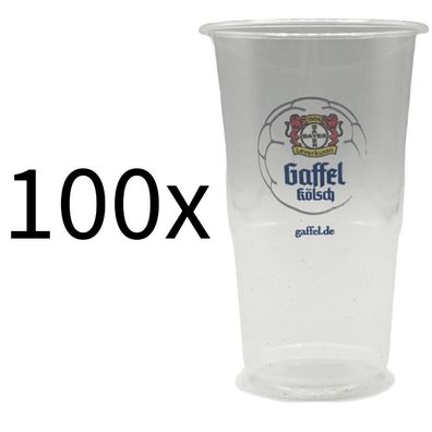 Gaffel Kölsch Plastikbecher – 100 Stück – ungeeicht – Einwegbecher mit Logo – i