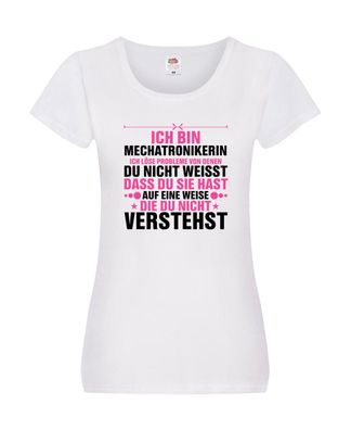Löse Probleme: Mechatronikerin | KFZ | Werkstatt v2 Damen Shirt Weiß