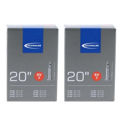 2 x Schwalbe Schlauch Fahrradschlauch SV7 20 Zoll 40/62-406 Doppelpack