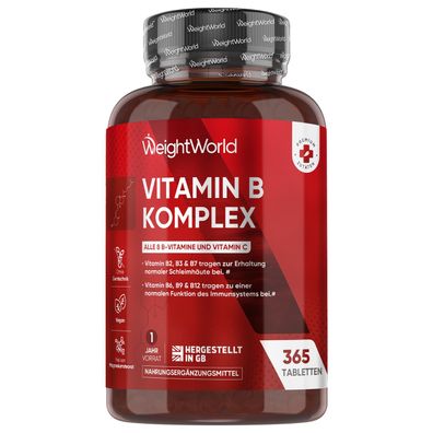 Vitamin B Komplex mit Vitamin C - 365 Tabletten - WeightWorld