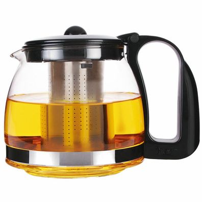 Teekanne Glas 700ml Edelstahl mit Sieb Filter Deckel Kanne Teebreiter Glaskanne