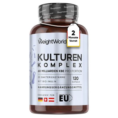 Kulturen Komplex mit 60 Mrd. KBE - 120 vegane Kapseln - 2 Monate Vorrat WeightWorld
