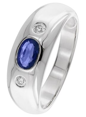 trendor Schmuck Bandring Weißgold 585/14 Kt. mit Saphir und Brillanten 22749.054WG
