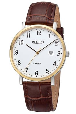 Regent Herren-Armbanduhr Bicolor mit Saphirglas 11120122
