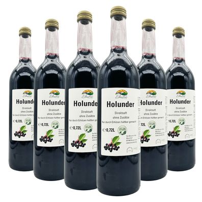 Bleichhof Holundersaft - 100% Direktsaft, OHNE Zuckerzusatz, 6er Pack (6x 0,72l)