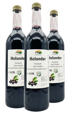 Bleichhof Holundersaft - 100% Direktsaft, OHNE Zuckerzusatz, 3er Pack (3x 0,72l)
