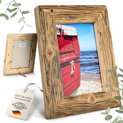 Landhaus Bilderrahmen Alt-Holz Dunkelbraun | Vintage Unikat aus recyceltem Holz