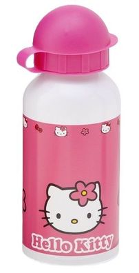 Hello Kitty Flasche ALU Trinkflasche rosa 400 ml Kunststoffkappe + Spender