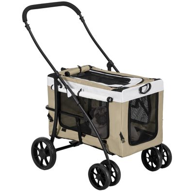Faltbarer Haustier-Buggy für Hunde Katzen, abnehmbare Tragetasche, Schultergurte