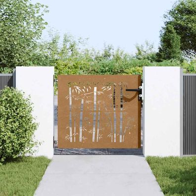 vidaXL Gartentor 85x100 cm Cortenstahl Bambus-Design