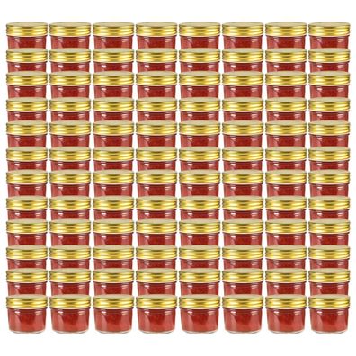 vidaXL Marmeladengläser mit goldenem Deckel 96 Stk. 110 ml
