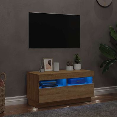 vidaXL TV-Schrank mit LED-Leuchten Sonoma-Eiche 80x35x40 cm