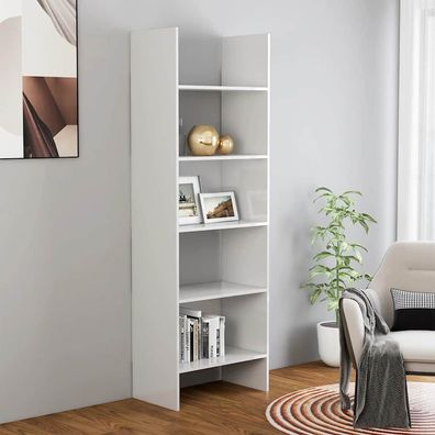 vidaXL Bücherregal Hochglanz-Weiß 60x35x180 cm Holzwerkstoff