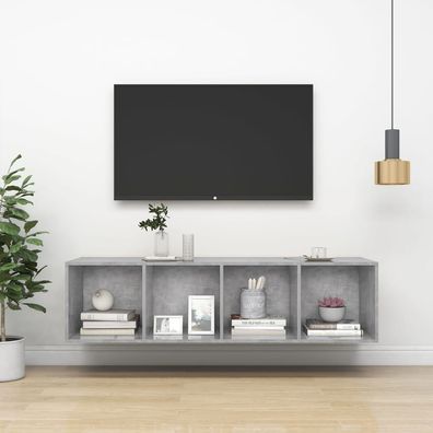 vidaXL TV-Wandschrank Betongrau 37x37x142,5 cm Holzwerkstoff