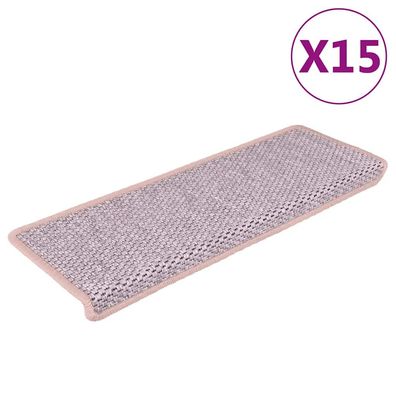 vidaXL Treppenmatten Selbstklebend Sisal-Optik 15 Stk. 65x21x4 cm Rosa
