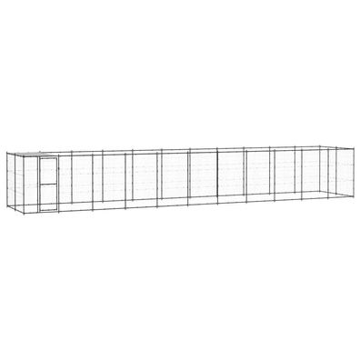 vidaXL Outdoor-Hundezwinger mit Überdachung Stahl 26,62 m²