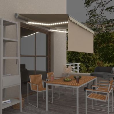 vidaXL Markise Manuell Einziehbar mit Rollo LED 3,5x2,5 m Creme