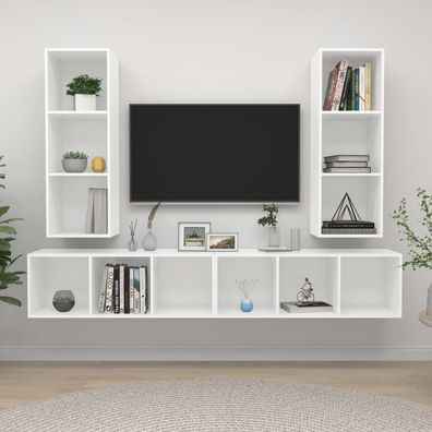 vidaXL TV-Wandschränke 4 Stk. Weiß Holzwerkstoff