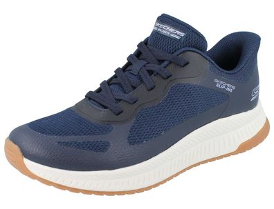 Skechers Slip-ins Bobs Squad Damen Sneaker Schlupfschuhe blau navy Textil