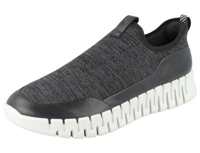 ECCO Gruuv Easy Slip Damen Sneaker Halbschuhe schwarz grau Textil Leder