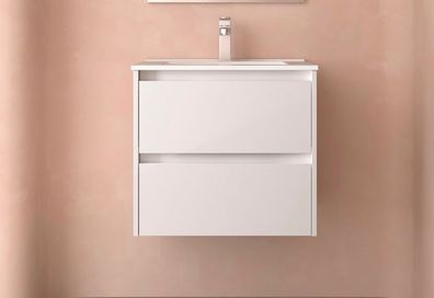 Salgar Noja Unterschrank 600 2 Schubladen + Waschbecken White Gloss