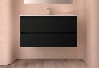 Salgar Noja Unterschrank 1000 2 Schubladen + Waschbecken Black Satin