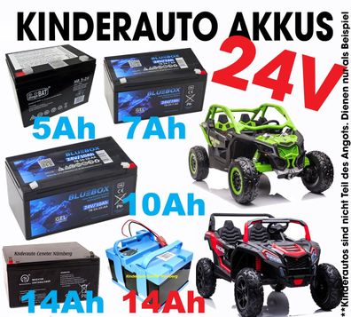 Kinderauto Akku / Batterie / 24V 5A -7A -10A -14A Kapazität für Quad Buggy|Lagegeräte