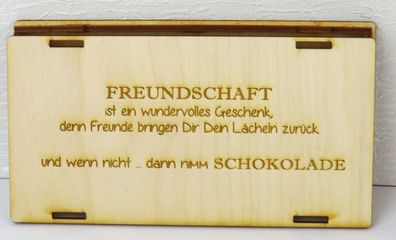 Holzkiste für Freunde Schokolade & Geldgeschenke