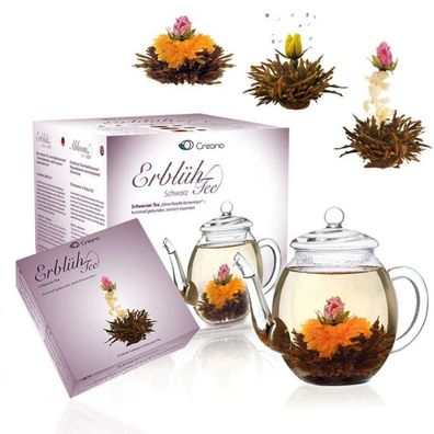 Geschenkset Erblühtee mit Glaskanne Komplett Set