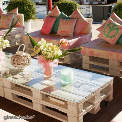 Glasplatte & Glasscheibe für Palettenmöbel & Euro Tischplatte Klarglas ESG Glas