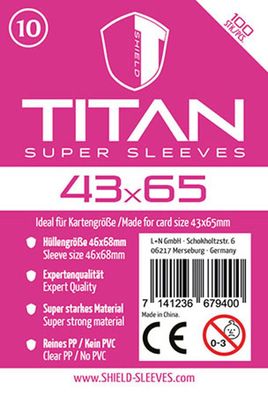 Shield Titan 10 - 100 Super Sleeves für Kartengröße 43 x 65 mm