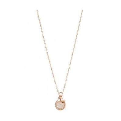 Glittering bronze necklace with crystals JF03265791